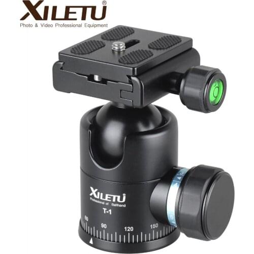 Xiletu T-1 Panoramic Aluminum Tripod Monopod Ball Head with Quick Release Plate 1/4" Screw For Canon Nikon Sony Fujifilm DSLR