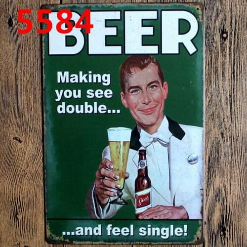 Beer Making You See Double Tin Signs Metal Plate Wall Pub Kitchen Restaurant Home Art Man Cave Decor Cuadros A-5584