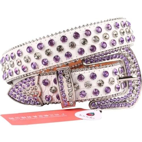 White Punk belt Male Cowboy Buckle Luxury Brand Designer Belts For Men Women Rhinestone Studded Waist Belt Strass Ceinture Femme
