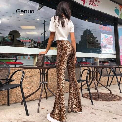 High Waist Leopard Print Flare Leggings Autumn Winter Women Fashion Sexy Bodycon Trousers Club Pants