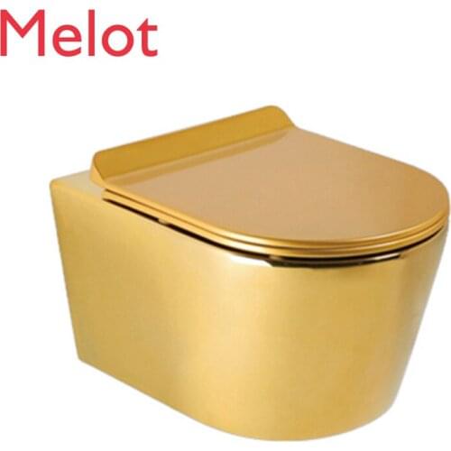 Chaozhou Sanitaryware Colored Wall Mounted Gold Bathroom Ceramic Rimless Wall Hung Toilet