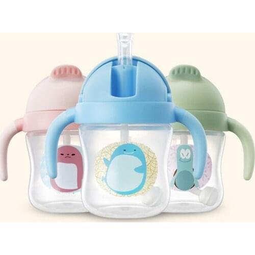 Silica Gel Feeding Kids Toddler Newborn Baby Drink Cups Water Bottles Kids Drinking Sippy tritan Cup with Straw Infantil Drinker