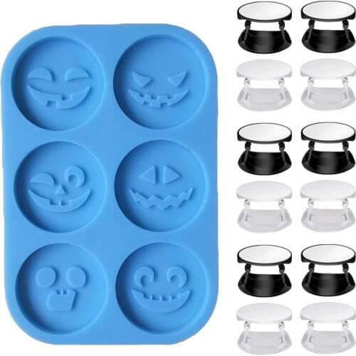 Halloween Mobile Phone Grip Silicone Mold with 12 Pcs Fold-able Cellphone Holders，special-shaped Molds for Epoxy Resin Crafts