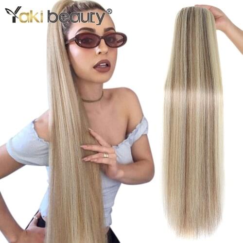 Synthetic Ponytail Super Long 32inch Straight Clip in Hair Extension Drawstring Pony Tail 85CM Heat Resistant YAKI BEAUTY
