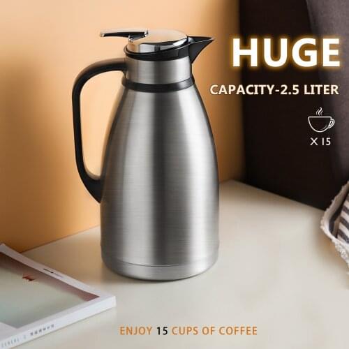 Thermos Pot Large Capacity 304 Stainless Steel Boiling Water Bottle Vacuum Flask Water Coffee Tea Pot For Home Outdoor 2.5L 3L