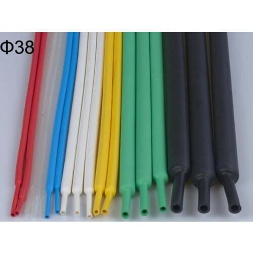 1M 38mm Dia High Temperature Black Soft Flexible Cable Sleeve Insulation Heat Silicone Rubber Shrinkable Tubing Shrinking Tube