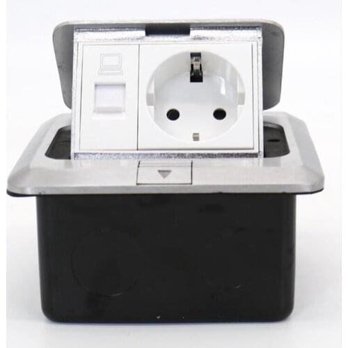 Aluminum alloy pop-up ground waterproof switch socket A German socket + a computer interface pop socket