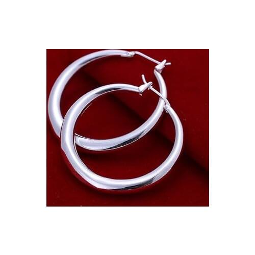 S925 stering - jewelry - hoop earrings hot sale fashion women findings big huge casual solid hoop earings CE020