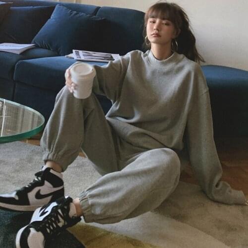 2021 Spring Autumn New Tracksuits Women Two Piece Sets Round Neck Casual Sweatshirts Outfits High Waist Pant Sportsuits Sutis