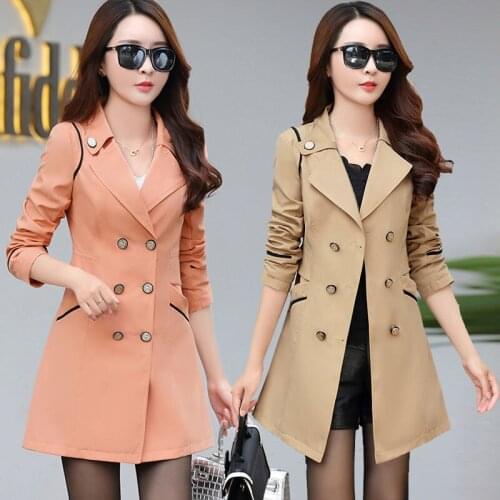 Spring Autumn Female Trench Coat 2021 Fashion Korean Double-breasted Slim Ladies Long-sleeved Coat Casual Women Long Windbreaker