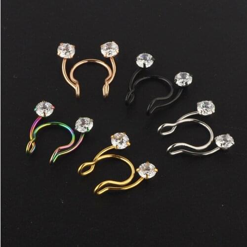 1pcs U Shaped Fake Nose Ring Hoop Septum Rings Stainless Steel Nose Piercing Fake Piercing Oreja Pircing Jewelry