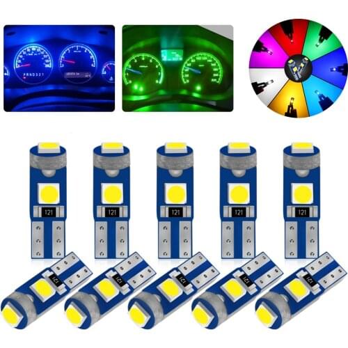 10Pcs Car Accessories T5 Led Bulb W3W W1.2W Led Canbus Interior Lights Dashboard warming indicator Wedge Auto Instrument Lamp