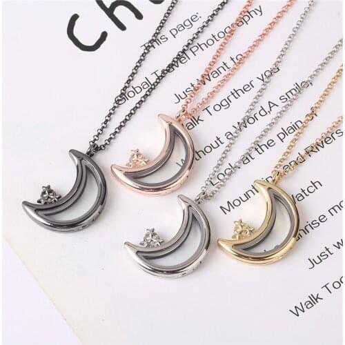 10pcs/lot Moon stars with Rhinestones floating charms locket glass living memory lockets Chain necklaces For Women Gift Jewelry