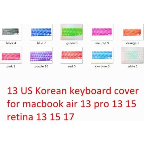 10pcs Have Stock US Korean Silicone Keyboard Protector Cover Skin film for MacBook Air Pro 13 15 Retina 15 17 MEAFO