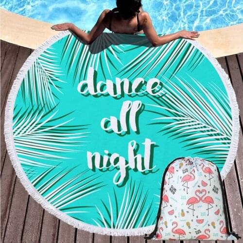 150cm Round Fruits Leaves Beach Towels Summer Shower Bath Towels With Drawstring Backpack Bag For Adults Bikini Cover Up Blanket