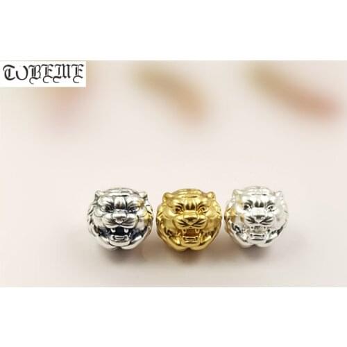 3D 100% 999 Silver Tiger Beads Real Pure Silver Good Luck Fengshui Tiger Beads DIY Jewelry Findings Loose Beads