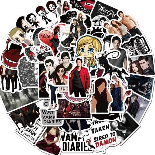 50 PCS The Vampire Diaries TV Show Stickers for Car Styling Bike Motorcycle Phone Laptop Travel Luggage Cool Funny JDM Decal