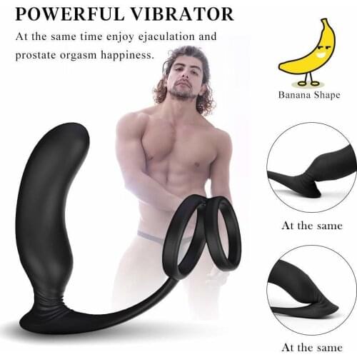 Anal With Cock Ring And Ball Loop Remote Control 10 Vibration Modes Anal Plug Prostate Stimulator Sex Toys For Men Women Couples