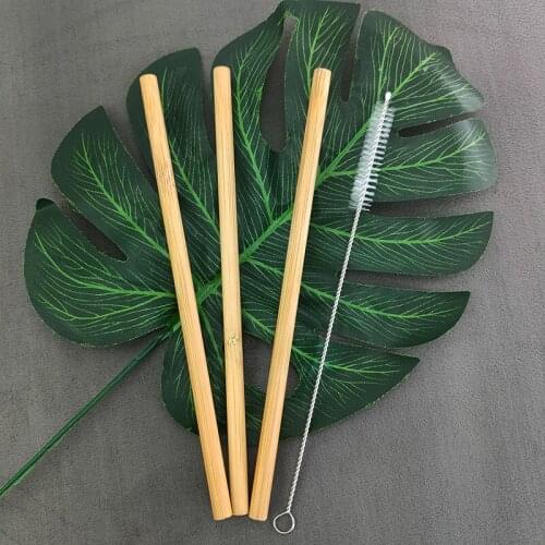 Bamboo Drinking Straws Reusable Eco-Friendly Party Kitchen + Clean Brush for Drop Shipping Drinking Straws Party Birthday