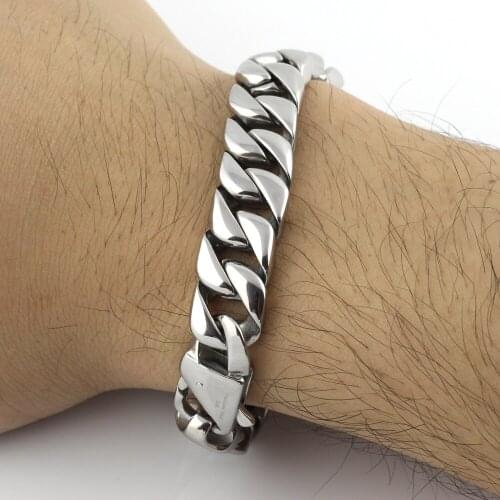 Big mens jewelry Casting Biker 316L Stainless Steel Mens Fashion design Shiny Chain Link Bracelet Bangle gifts 12mm 8.5