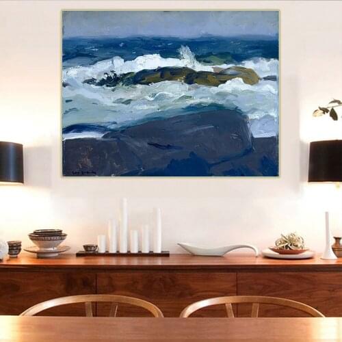Citon George Bellows《Rock Reef, Maine》Canvas Oil Painting Ash Can School Art Poster Picture Wall Decor Modern Home Decoration