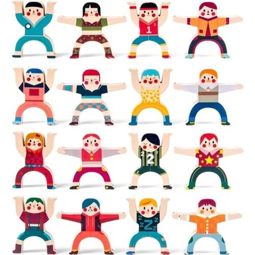 Wooden Multiplayer Cartoon Hercules Building Blocks Montessori Toys Parent-Child Stacking High Game Balance Building Blocks Toy