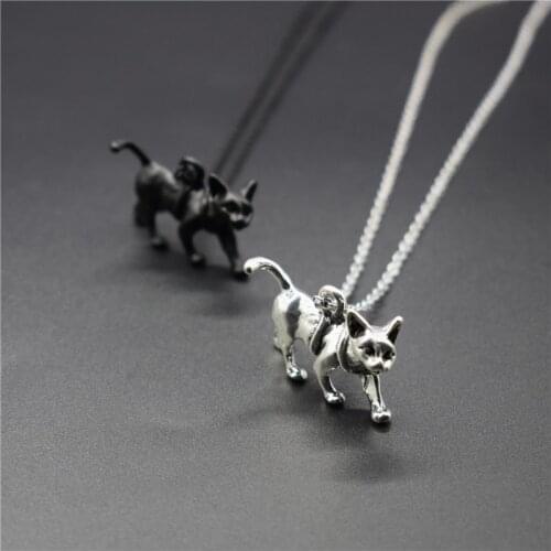 Elfin Trendy Vintage Retro 3D Sphynx Cat Necklaces Fashion Animal Cat Jewellery Pendant Necklaces Women Men Jewellery