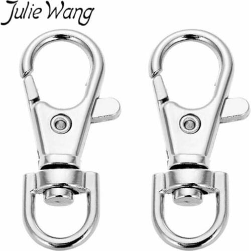 Julie Wang 10PCS Swivel Lobster Clasp Clips Hook Split Key Ring Handbag Strap Keychain Jewelry Making Findings Bag Accessory