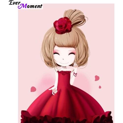 Full Flower Cartoon Girl Diamond Embroidery Painting Cross Stitch DIY 5D Diamond Mosaic Picture of Rhinestones Wall Decor ASF596