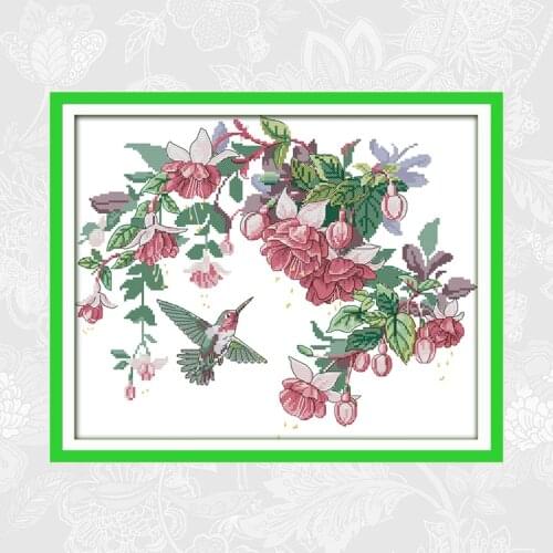 Joy sunday Hummingbirds Chinese Cross-stitch 14ct Printed Fabric 11ct Counted Canvas DMC Embroidery Kits DIY Needlework Sets