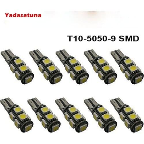 Kit 10 Lampada Cambus Canceller 9 Led 5050 T10 Pingo Torpedo