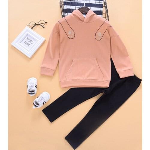 New Arrival Kids Two Piece Sets Girls Hooded Long Sleeve Tops + Pants Spring Autumn Casual Back To School Toddler Outfits