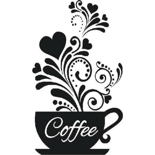 Creative Flower Vine Wall Coffee Cup Sticker For Cafe Restaurant Decoration Decals Kitchen Hand Carved Stickers