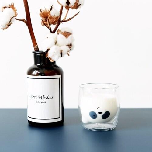 Lovely Panda Double Wall Shot Cup 250ml Bear Beer Glasses Creative Milk Glass glasses kids bottle reusable