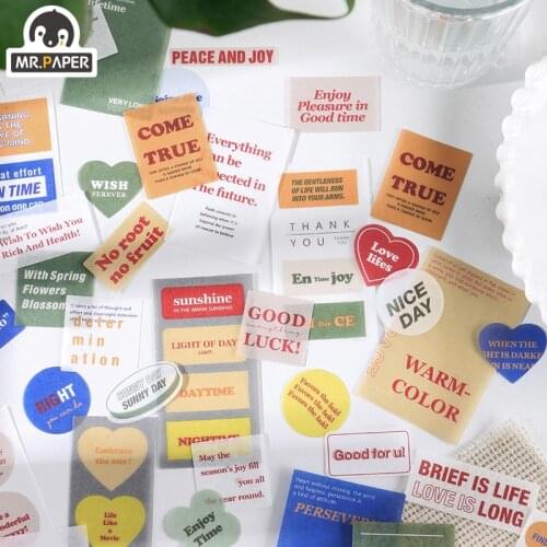 Mr.paper 4 Designs 40 Pcs/bag Joy Changan Series Text Creativity Hand Account DIY Decoration Collage DIY Material Stickers