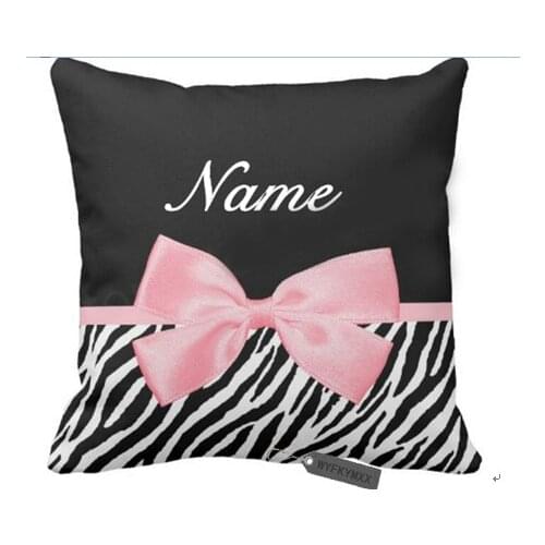 Custom bowknot leopard print throw pillowcase Decorative Square Throw Pillow Cases for girls Zipper cover Two Sides 18x18 inches