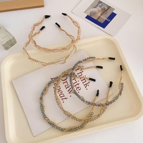 New Women Elegant Transparent Full Rhinestone Chain Metal Hairbands Hair Decorate Wave Hoops Headband Fashion Hair Accessories