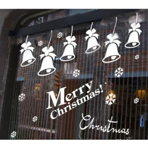 Merry Christmas Bells Wall Stickers For Store Office House Glass Decorations Diy Vinyl Home Decal Festival Mural Art Xmas Poster