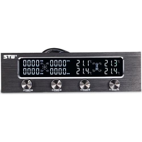Sunshine-tipway STW Multi-Function PC CPU 4 Channel Fan Controller Speed Control Adjuster LCD Cooling Front Panel