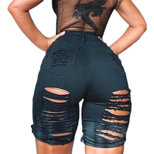 Sexy Ripped Denim Shorts 2020 Women Elastic Destroyed Hole Jeanshorts Short Pants Casual Jeans Short
