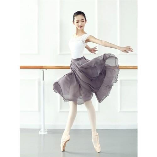Chiffon Ballerina Skirt Girls Dance Wear Adult Female Body Training Skirts Classical Dance Costume Tutu Dresses For Women
