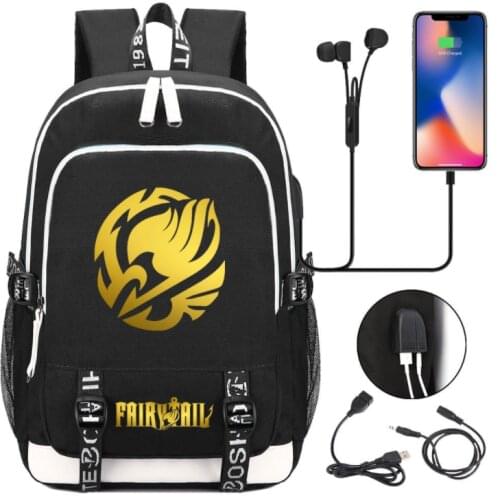 Anime Fairy Tail Backpack for Girls Boys Poster Print Teenage Notebook School Bags Travel Bags