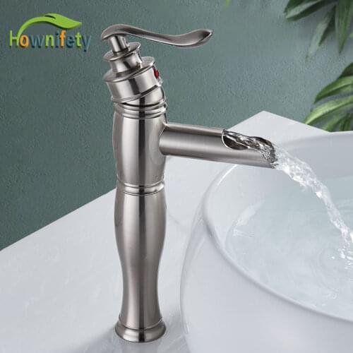 Nickel Basin Sink Faucet Deck Mount Overflow Drasin Hot Cold Mixer Crane Tap Single Handle Bathroom Wash Faucets