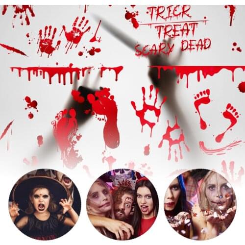 Halloween Decorations Window Stickers Spooky Handprint Halloween Decoration Horror Props Door Window Bathroom Wall Stickers