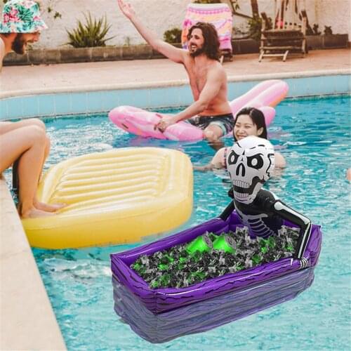 Skull Ice Bucket PVC Inflatable Halloween Outdoor Decor Pool Halloween Props Vampire Skull Ice Bucket Outdoor Party Decoration