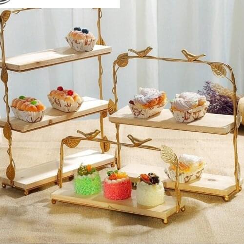 Vintage Wood Cake Stands Cupcake Plates for Lawn Wedding Birthday Decoration Home Bakeware Dinnerware Tableware Cake Decor Tray