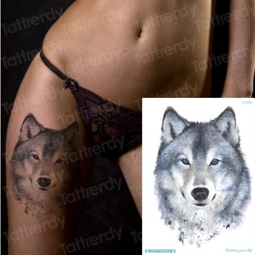 Temporary tattoo wolf waterproof temporary tattoos for girls sexy tattoo sticker animals wolf head art body tatoo boys men decal