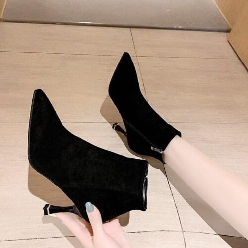 Women Boots Corduroy Butterfly-knot Boots Sexy High Heels Party Shoes Winter plus velvet Keep Warm Female Boots zapatos de mujer