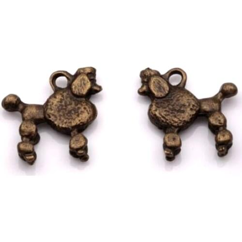 Hot ! 150 pcs Antique Bronze Zinc Alloy Small Poodle Dog Charms DIY Jewelry 15x14mm za387