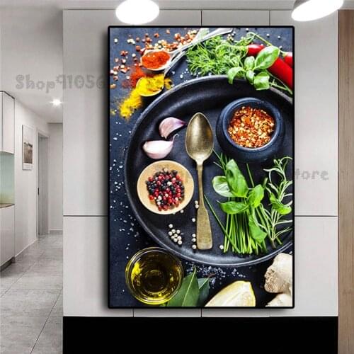 5d photo Round Diamond Painting Kitchen theme seasonings, vegetables Full Drill Square Mosaic Decor Handmade Embroidery GG4462